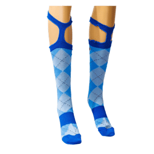 Knee High Socks With Blue Grey Pattern