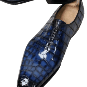 Exotic Blue or Brown Crocodile Leather Goodyear Fiddle Bottom 2