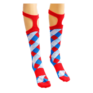 Knee High Socks With Red Blue Pattern