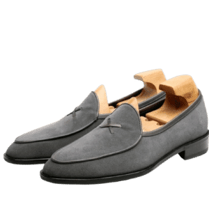 Sleek Gray Cow Suede Leather Goodyear Flat Bottom by bsharp