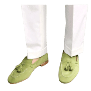 Green Comfort Cow Suede Leather Goodyear Flat Bottom by Saka