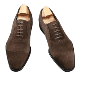 Earthy Brown Cow Suede Leather Goodyear Flat Bottom by bsharp