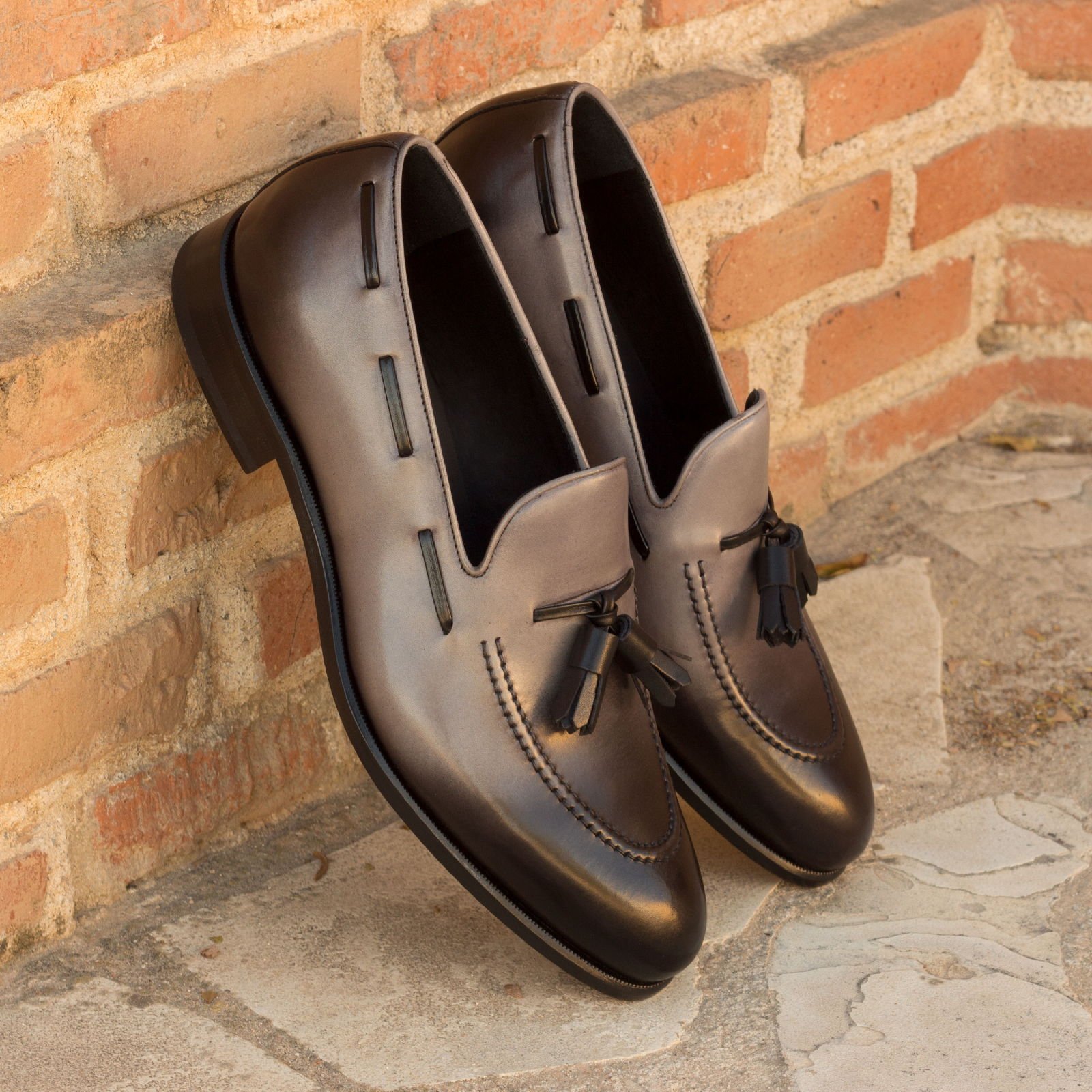 Elegant Grey and Black Loafers