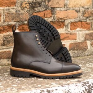 Dark Brown Leather Cap-Toe Jumper Boots