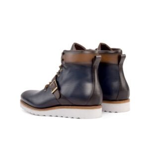 Navy and Brown Leather Hiking Boots - Image 3