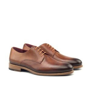 Elegant Cognac Burnished Leather Derby Shoes - Image 3