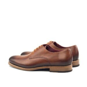 Elegant Cognac Burnished Leather Derby Shoes - Image 4