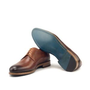 Elegant Cognac Burnished Leather Derby Shoes - Image 5