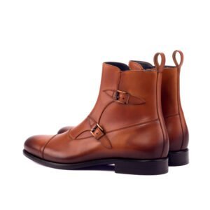 Elegant Cognac Painted Calf Buckle Boots - Image 3