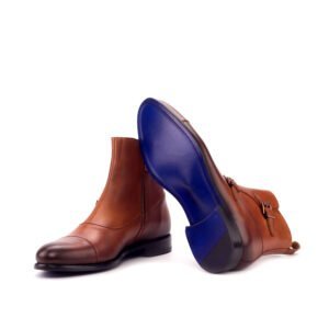 Elegant Cognac Painted Calf Buckle Boots - Image 4