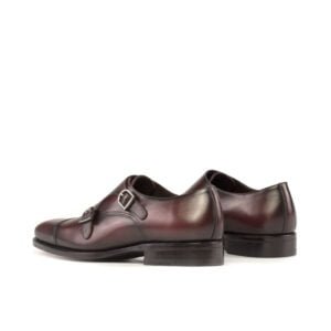 Burgundy Box Calf Double Monk Shoes - Image 3