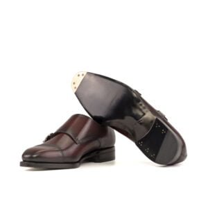 Burgundy Box Calf Double Monk Shoes - Image 4