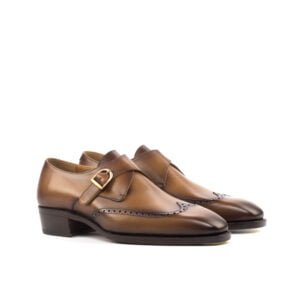 Cognac Leather Single Monk Strap Shoes - Image 2
