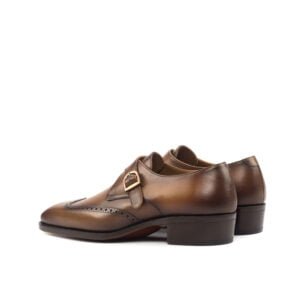 Cognac Leather Single Monk Strap Shoes - Image 3