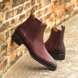 Elegant Burgundy Leather Chisel Chelsea Boots