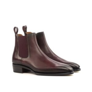 Elegant Burgundy Leather Chisel Chelsea Boots - Image 2