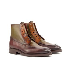 Vintage Cognac Burgundy Olive Moc Boots - Image 2