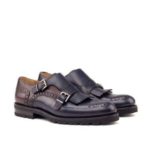 Burgundy Navy Kiltie Monk Strap - Image 2
