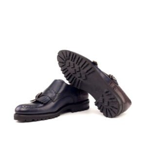 Burgundy Navy Kiltie Monk Strap - Image 4