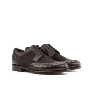 Black Croco Suede Wingtip Derby - Image 2