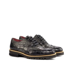 Black & Grey Croco Full Brogue - Image 2