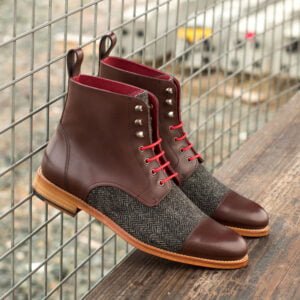 Herringbone Captoe Lace Up Boot