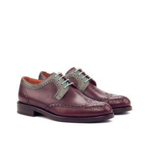 Burgundy Grey Derby Wingtip Shoe - Image 2