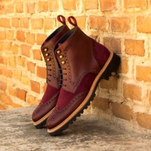 Women's Burgundy Military Brogue Boot