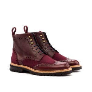 Women's Burgundy Military Brogue Boot - Image 2