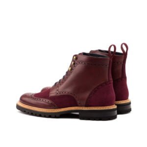 Women's Burgundy Military Brogue Boot - Image 3