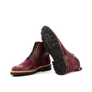 Women's Burgundy Military Brogue Boot - Image 4