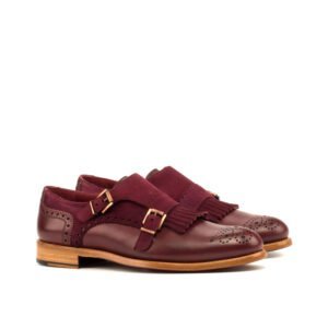 Women's Burgundy Kiltie Monk Strap - Image 2