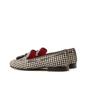 Black Calf Leather Houndstooth Slippers - Image 3