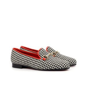 Red Grossgrain Houndstooth Ladies Slippers - Image 2
