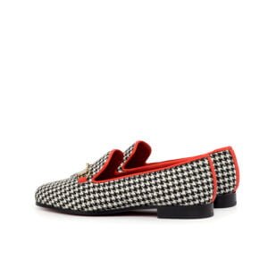 Red Grossgrain Houndstooth Ladies Slippers - Image 3