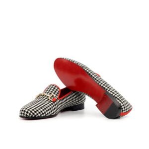 Red Grossgrain Houndstooth Ladies Slippers - Image 4