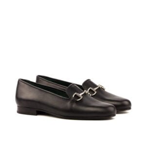 Black Calf Leather Green Sole Slippers - Image 2