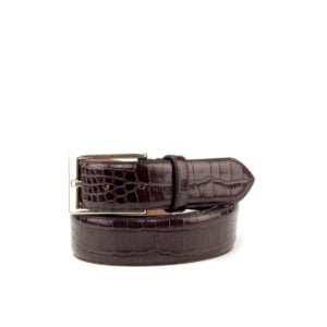 Elegant Dark Brown Painted Croco Belt - Image 3