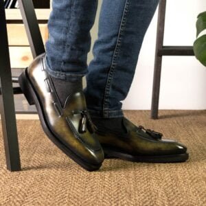 Elegant Green Patina Loafer Shoe - Image 5