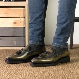 Elegant Green Patina Loafer Shoe - Image 6