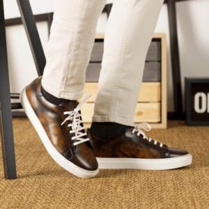 Stylish Tobacco Patina Trainer Sneakers - Image 5