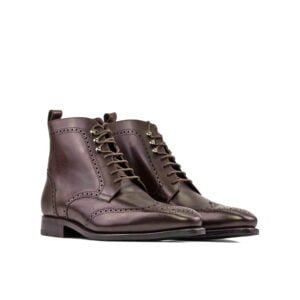 Dark Brown Military Brogue Boot - Image 2