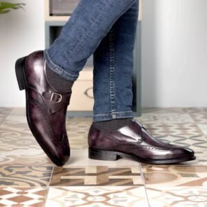 Elegant Aubergine Single Monk Shoes - Image 5