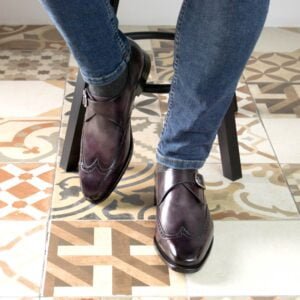 Elegant Aubergine Single Monk Shoes - Image 6