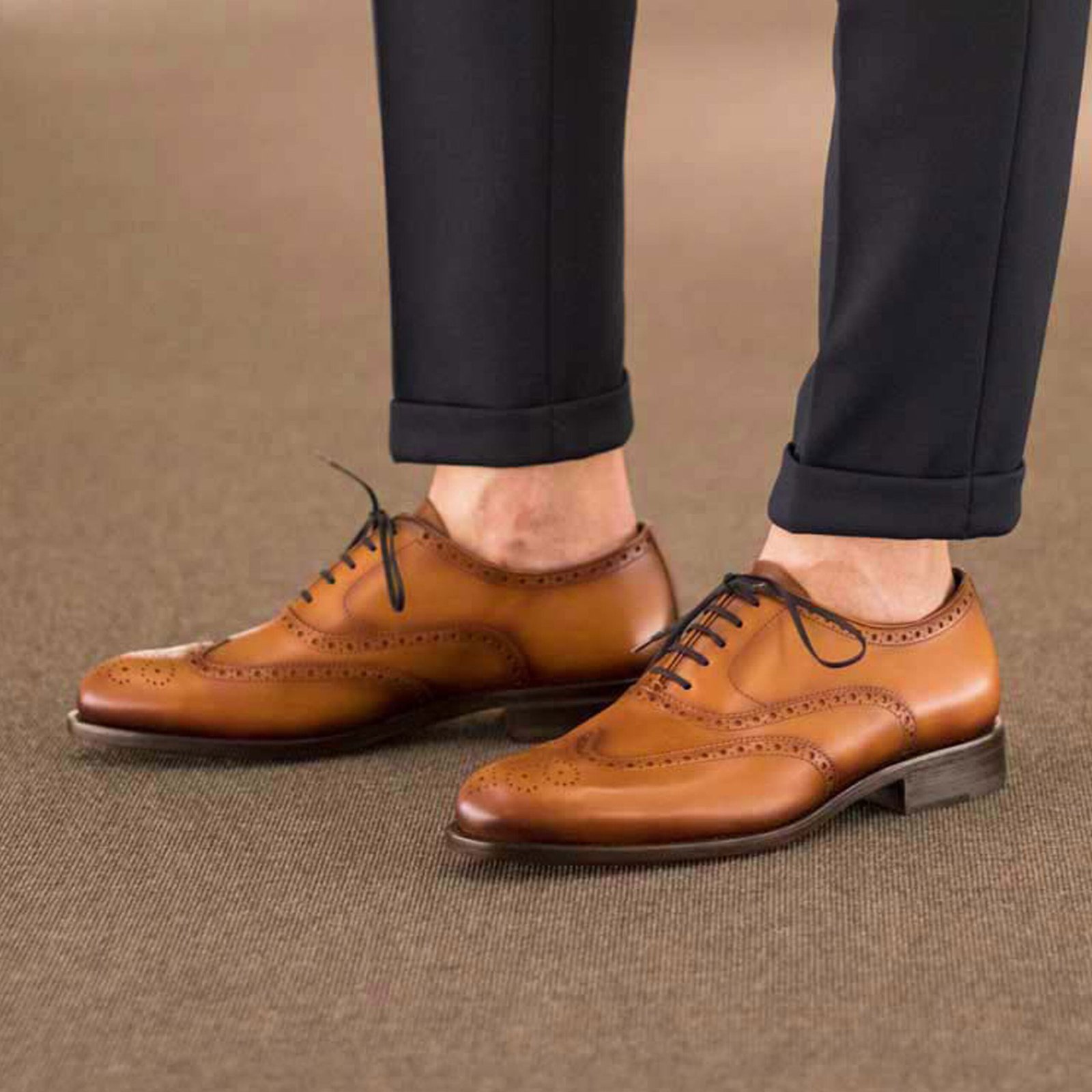 Cognac Full Brogue Classic Elegance Shoes