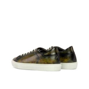 Stylish Green Patina Leather Trainers - Image 3