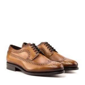 Elegant Cognac Longwing Blucher Shoes - Image 2