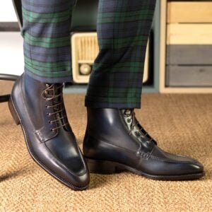 Vintage Navy Moc Toe Boots - Image 6