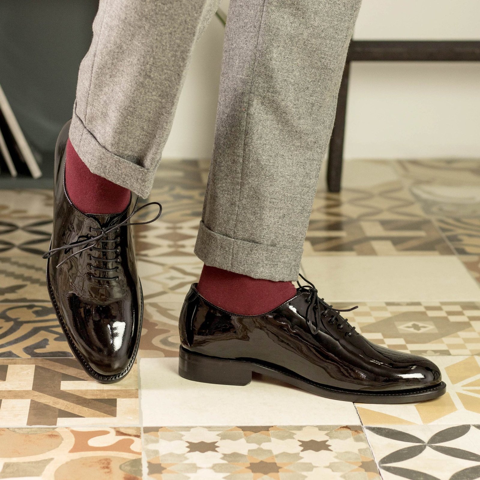 Classic Red Sole Wholecut Leather Shoes