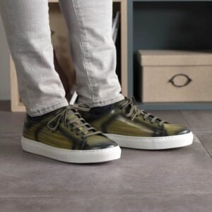 Khaki Patina Trainer White Cupsole Shoes - Image 5